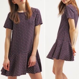NWT Banana Republic Foulard Print Flounce shift dress short sleeve mini sz 2